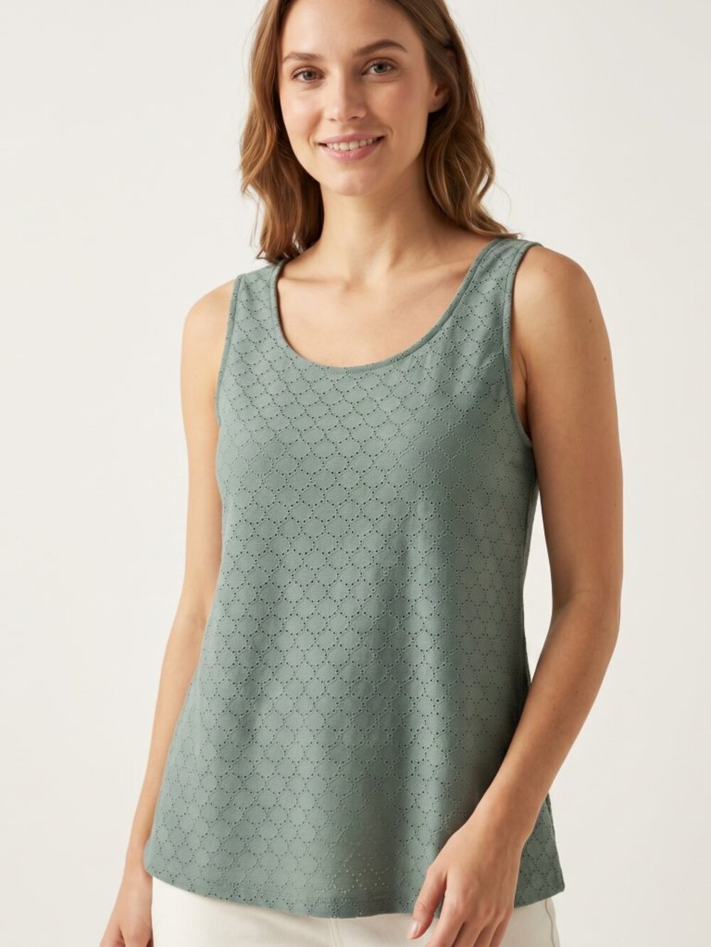 NWT Women’s Sage Green Eyelet Summer Tank Top – Size Large